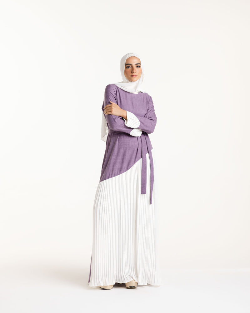 Linen Pleated Dress Mauve