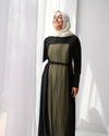Front & Back Pleated Abaya Green Code 218