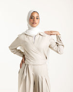 Linen Wrap Blouse Beige