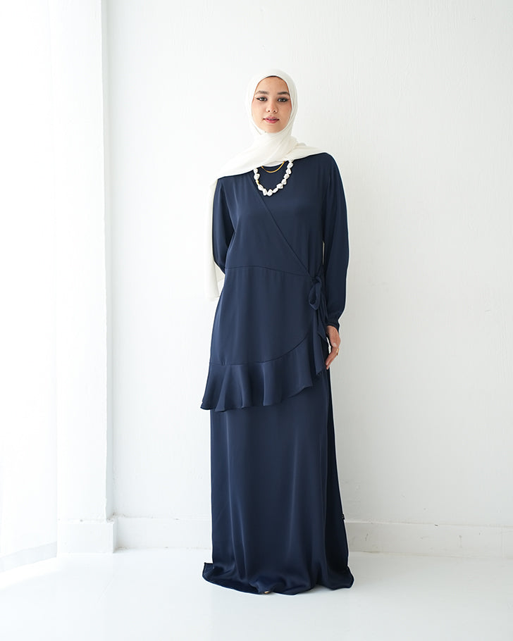 Silk Wrap Dress Navy CODE 102