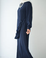 Silk Wrap Dress Navy CODE 102