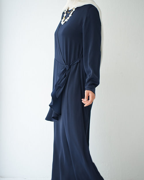 Silk Wrap Dress Navy CODE 102