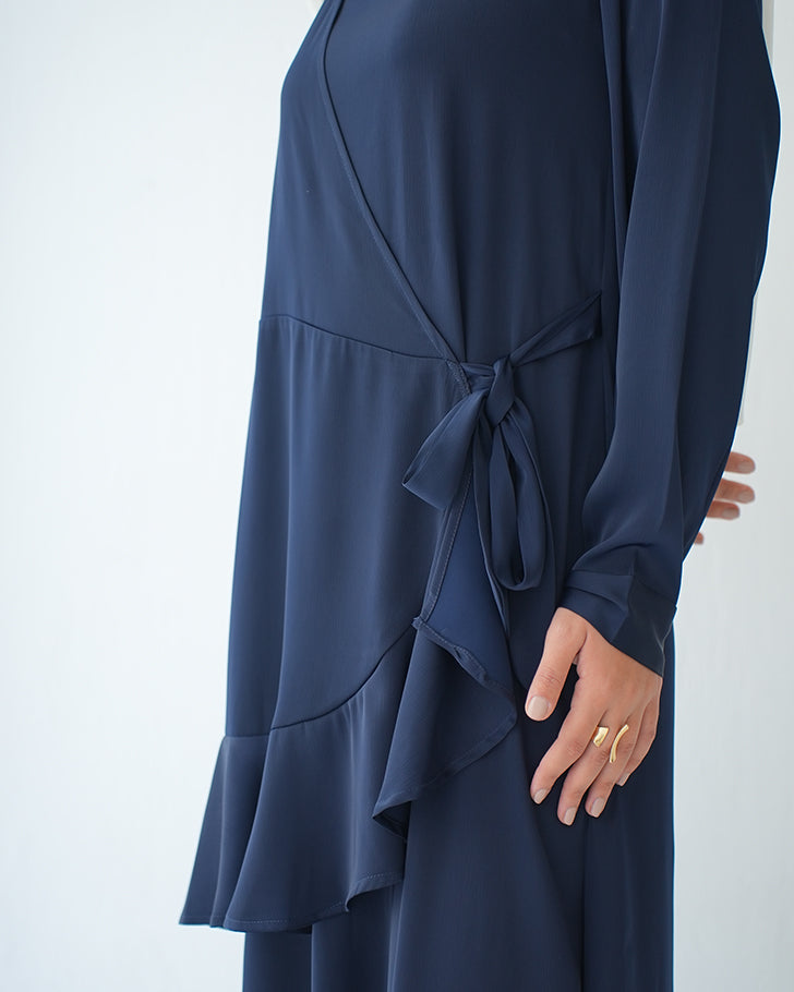 Silk Wrap Dress Navy CODE 102