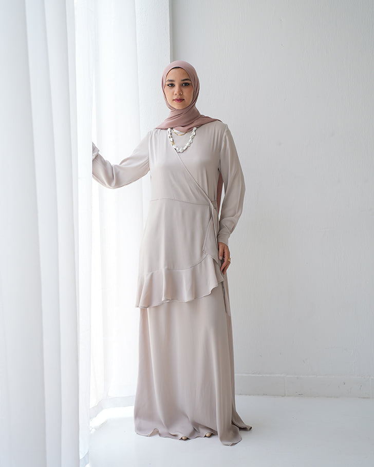 Silk Wrap Dress Beige CODE 102