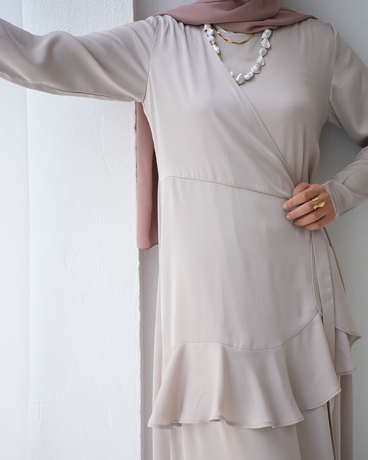 Silk Wrap Dress Beige CODE 102