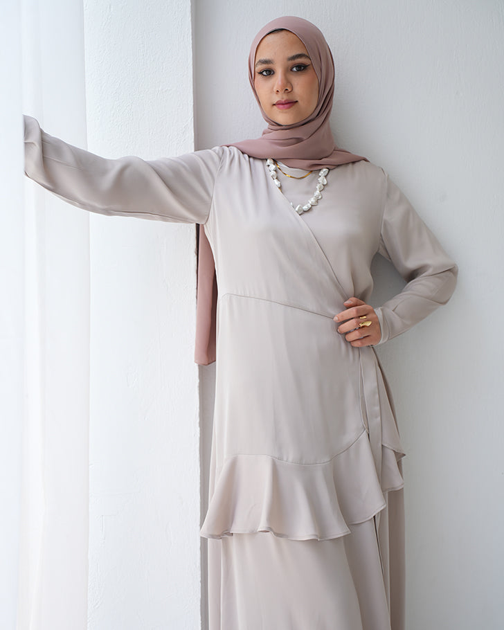 Silk Wrap Dress Beige CODE 102