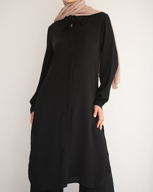 Chemise and Wide Leg Pants Set Black