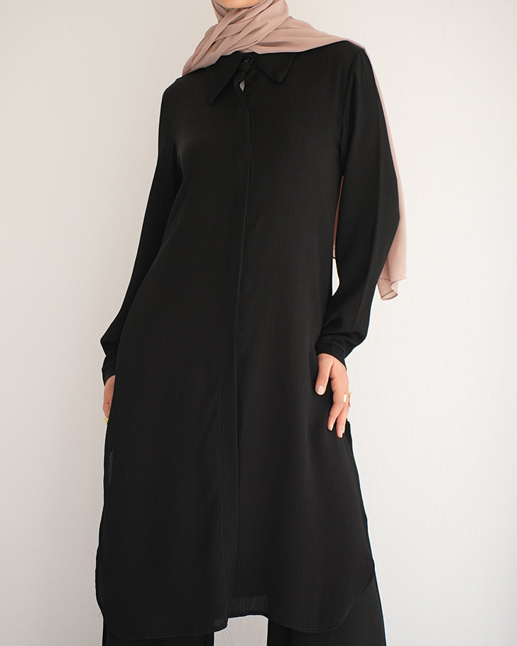 Chemise and Wide Leg Pants Set Black