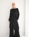 Chemise and Wide Leg Pants Set Black