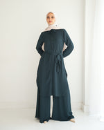 Chemise and Wide Leg Pants Set Green Teal