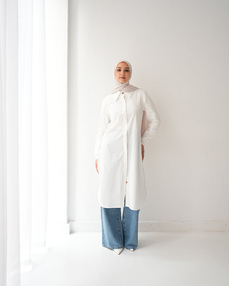 Poplin Long Chemise Offwhite