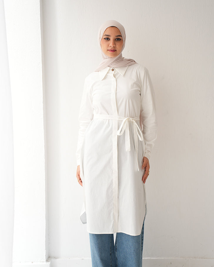 Poplin Long Chemise Offwhite