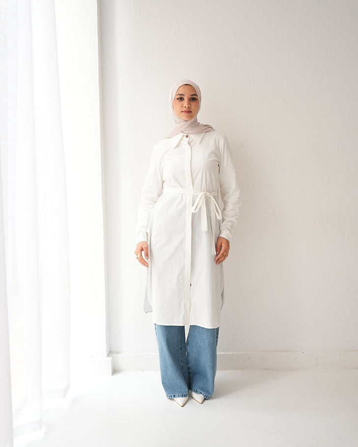 Poplin Long Chemise Offwhite