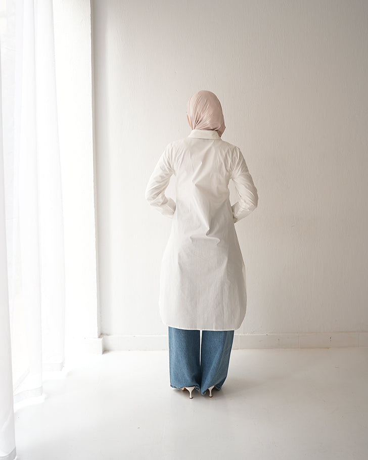 Poplin Long Chemise Offwhite