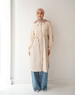 Poplin Long Chemise Beige
