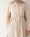 Poplin Long Chemise Beige