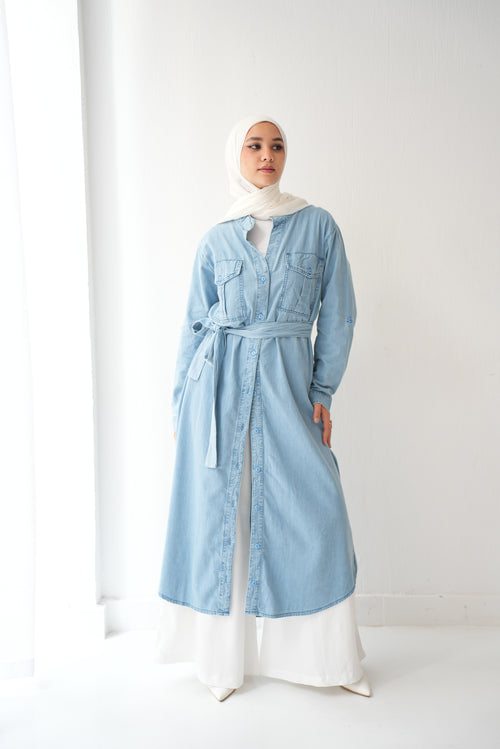 Denim Shirt Dress Light Blue CODE 400