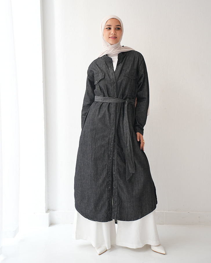 Denim Shirt Dress Black Grey CODE 400