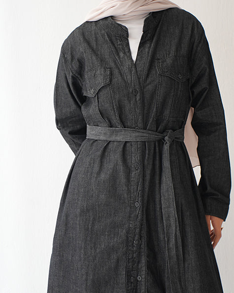 Denim Shirt Dress Black Grey CODE 400