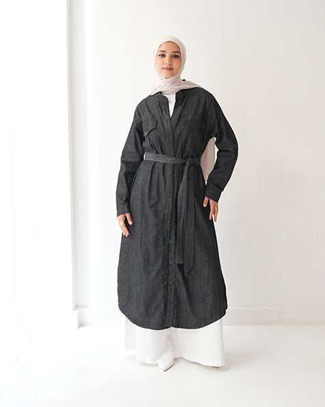 Denim Shirt Dress Black Grey CODE 400