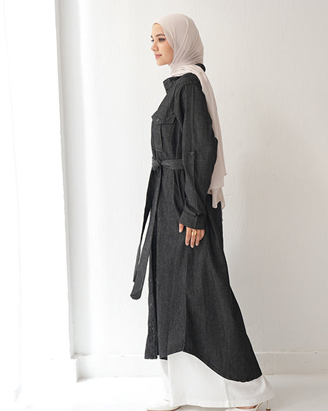 Denim Shirt Dress Black Grey CODE 400
