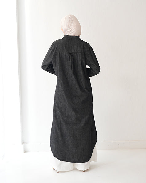 Denim Shirt Dress Black Grey CODE 400