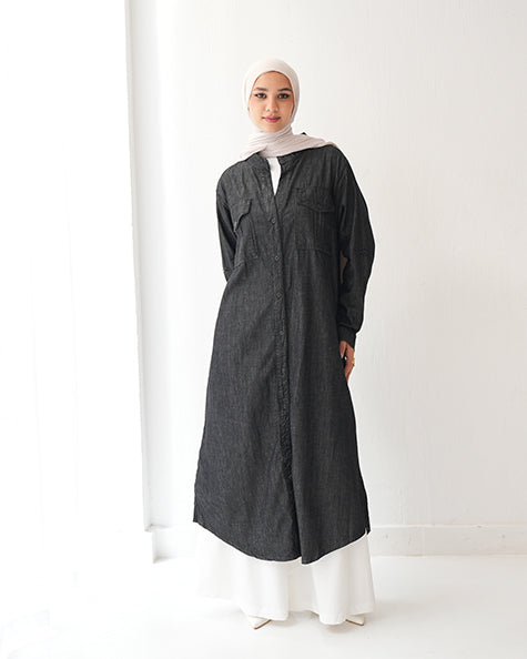 Denim Shirt Dress Black Grey CODE 400