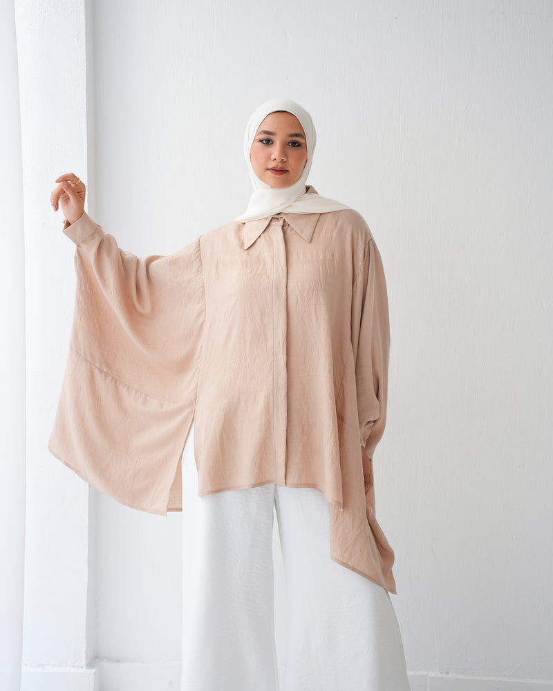 Free Size Shirt Poncho Beige Code 2191