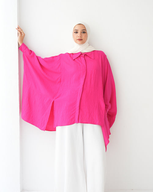 Free Size Shirt Poncho Hot Pink Code 2191