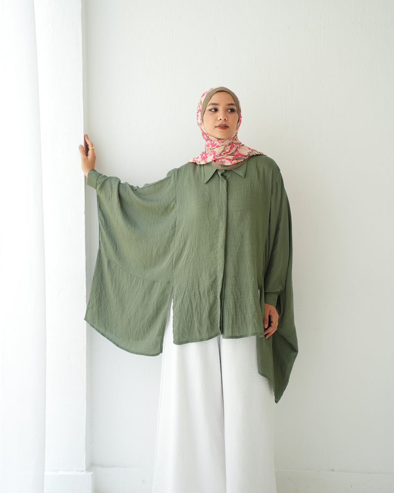 Free Size Shirt Poncho  Olive Code 2191