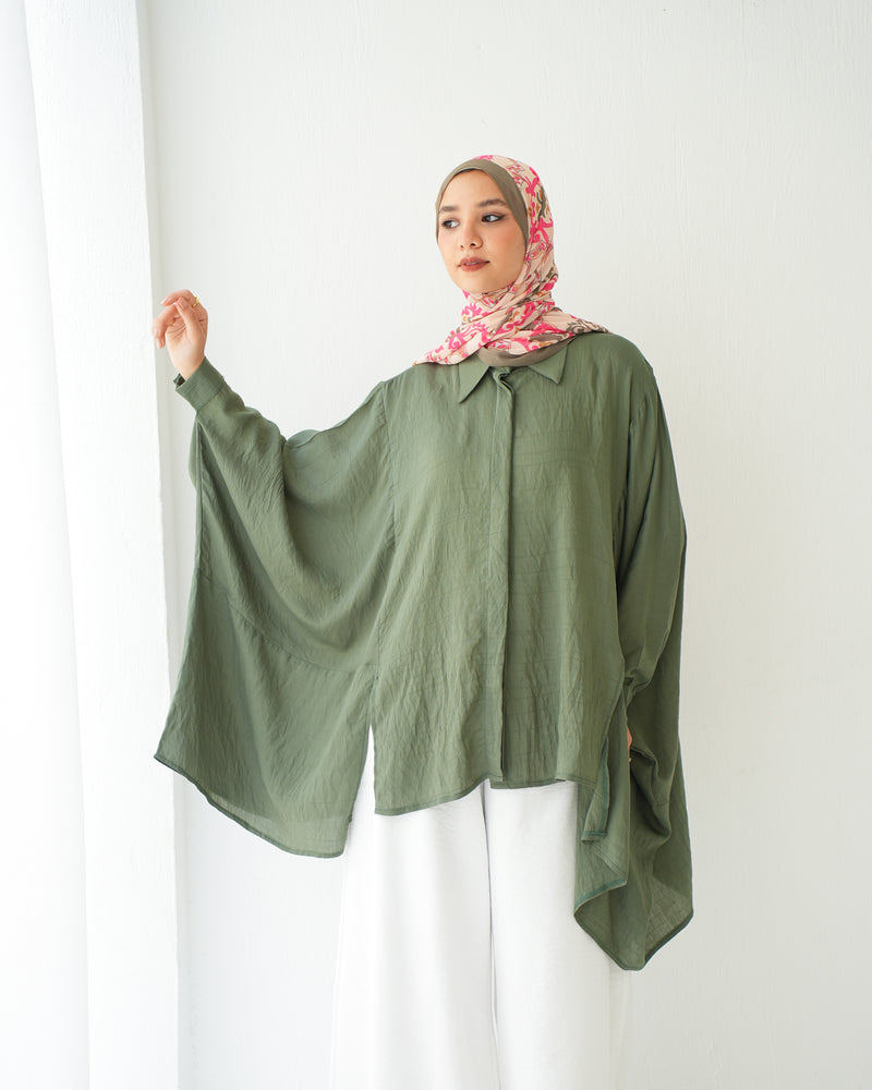 Free Size Shirt Poncho  Olive Code 2191