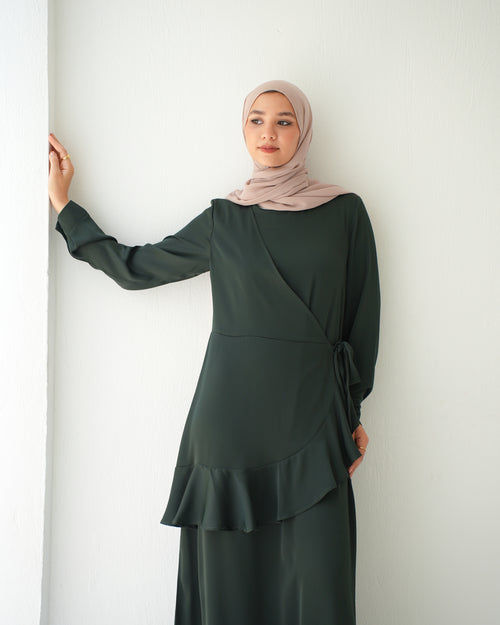 Silk Wrap Dress Olive Code 102