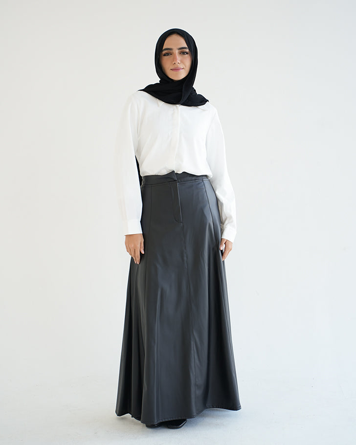 Leather Maxi Skirt Black