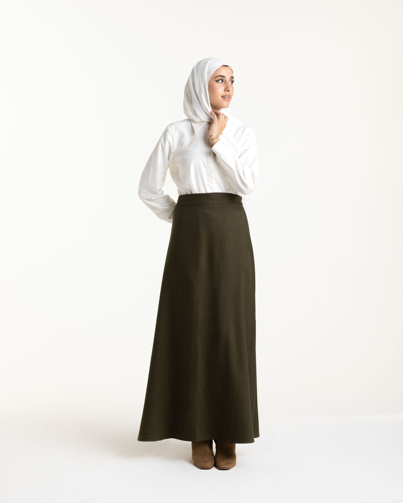 Linen Maxi Skirt Olive CODE 119