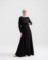 Front Buttoned Linen Dress Black
