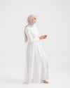 Front Buttoned Linen Dress Off-white