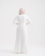 Front Buttoned Linen Dress Off-white