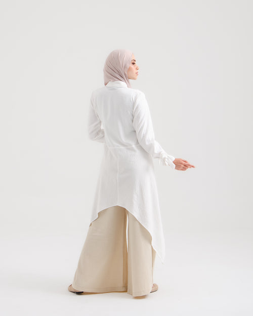 High Low Buttoned Chemise Offwhite