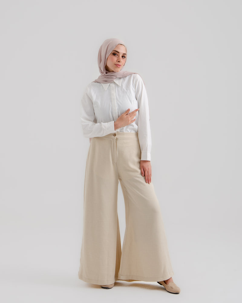 Linen Wide leg pants Light Beige