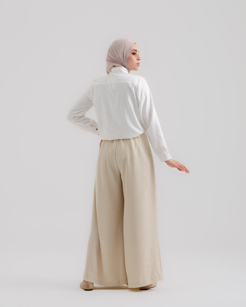 Linen Wide leg pants Light Beige