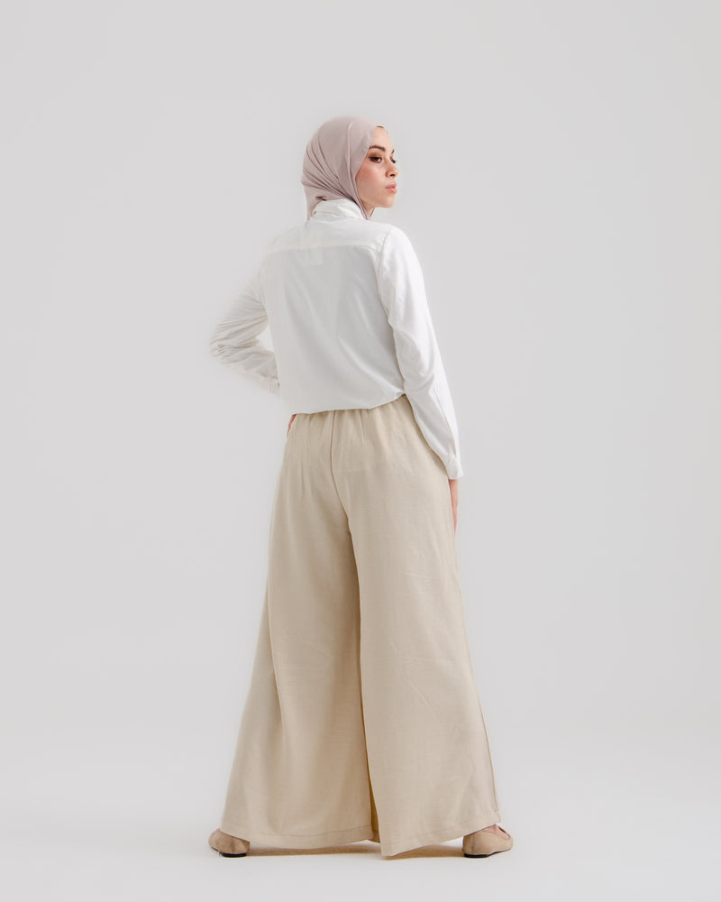 Linen Wide leg pants Light Beige