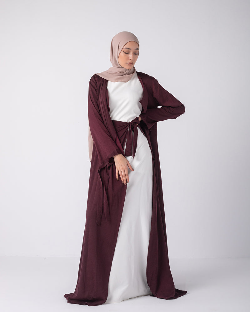 Open cardigan with a wrap skirt Maroon