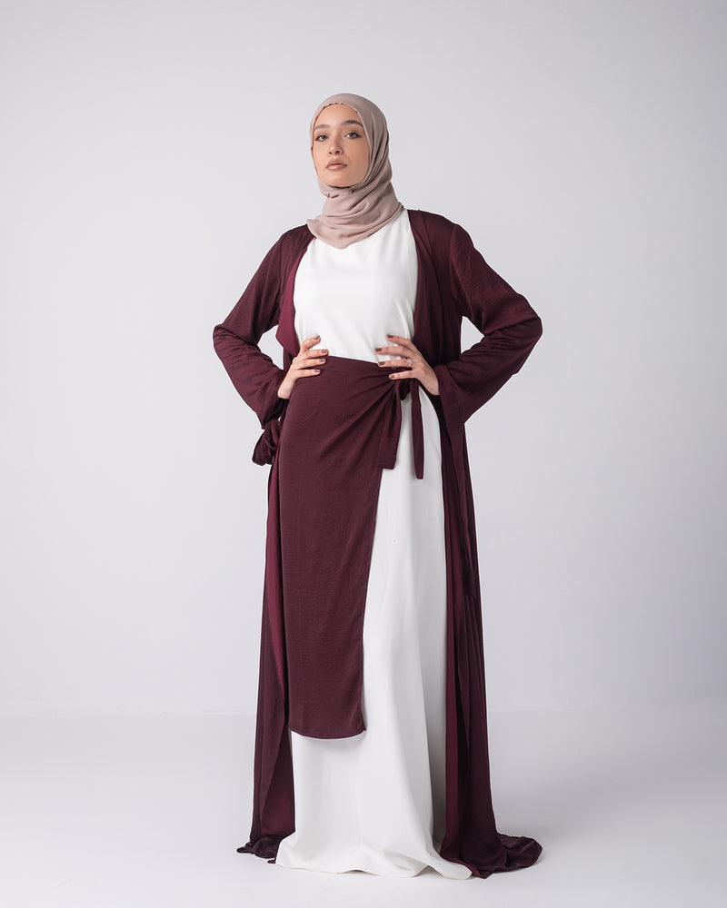 Open cardigan with a wrap skirt Maroon