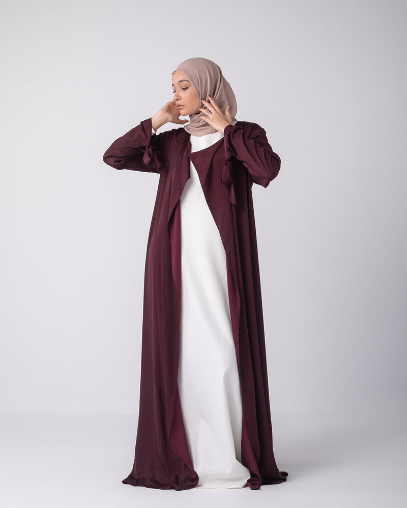 Open cardigan with a wrap skirt Maroon