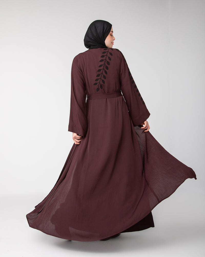Open abaya code 87 Dark Maroon