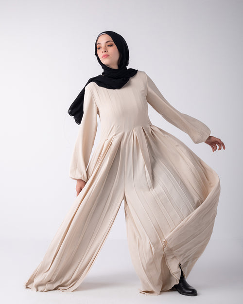 Pleated Jumpsuit Light Beige