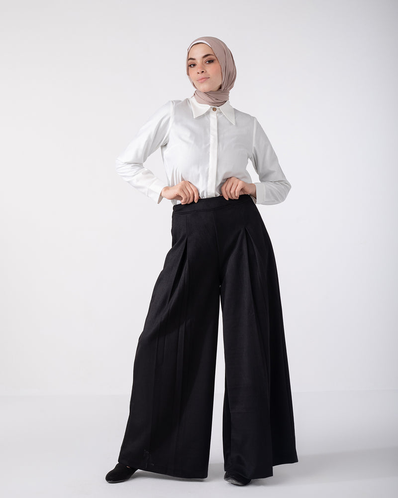 Suede Wide Pants Black