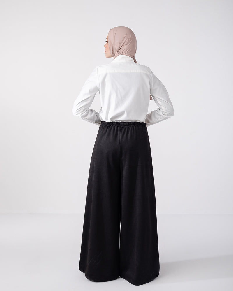 Suede Wide Pants Black