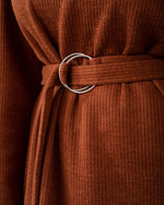 Ribbed Basic Dress Rust Brown