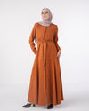 Fall Front Buttoned Dress Copper